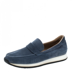 Hermes Blue Suede Injection Loafer Sneakers Size 41