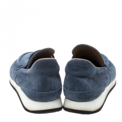 Hermes Blue Suede Injection Loafer Sneakers Size 41