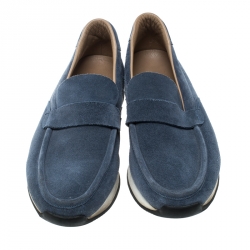 Hermes Blue Suede Injection Loafer Sneakers Size 41