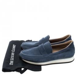 Hermes Blue Suede Injection Loafer Sneakers Size 41