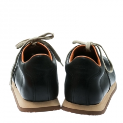 Hermes Black Leather Quick Sneakers Size 47