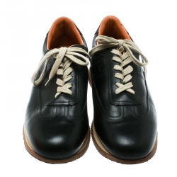 Hermes Black Leather Quick Sneakers Size 47