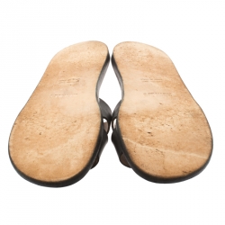 Pre Owned Hermes Black Leather Izmir Sandals Size 42.5