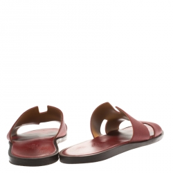 Hermes Brick Red Leather Izmir Sandals Size 42.5