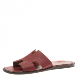 Hermes Brick Red Leather Izmir Sandals Size 42.5