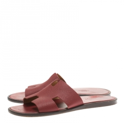 Hermes Brick Red Leather Izmir Sandals Size 42.5