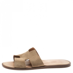 Hermes Light Brown Suede Izmir Sandals Size 42