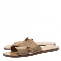 Hermes Light Brown Suede Izmir Sandals Size 42