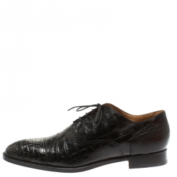 Hermes Black Alligator Leather Lace Up Oxfords Size 44