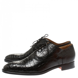 Hermes Black Alligator Leather Lace Up Oxfords Size 44