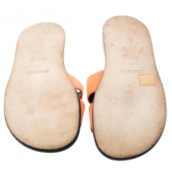 Hermes Neon Orange Fabric Izmir Sandals Size 42.5