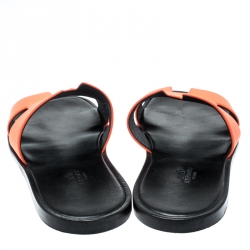 Hermes Neon Orange Fabric Izmir Sandals Size 42.5