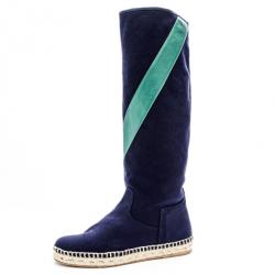 Pre Owned Hermes Blue Espadrilles Knee Length Boots 36