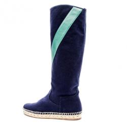 Pre Owned Hermes Blue Espadrilles Knee Length Boots 36