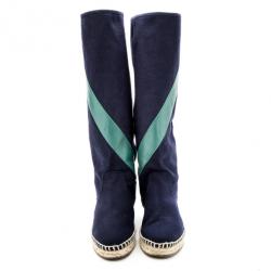 Pre Owned Hermes Blue Espadrilles Knee Length Boots 36