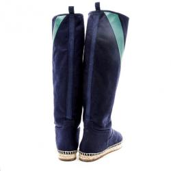 Pre Owned Hermes Blue Espadrilles Knee Length Boots 36
