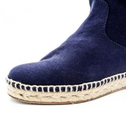 Pre Owned Hermes Blue Espadrilles Knee Length Boots 36