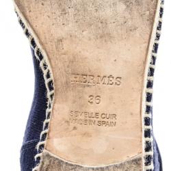 Pre Owned Hermes Blue Espadrilles Knee Length Boots 36