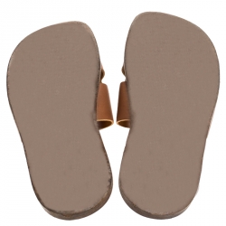 Hermes Brown Leather Izmir Flat Slides Size 42.5