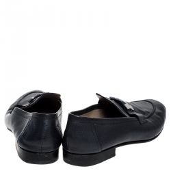 Hermes Blue Leather H Logo Paris Loafers Size 43.5
