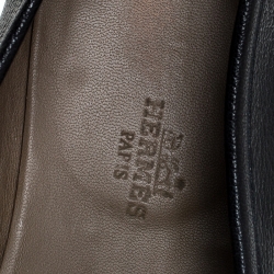 Hermes Blue Leather H Logo Paris Loafers Size 43.5