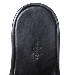 Hermes Black Leather Izmir Flat Slides Size 44.5