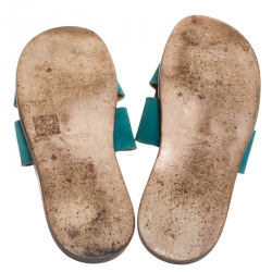 Hermes Green Suede Izmir Flat Slides Size 43