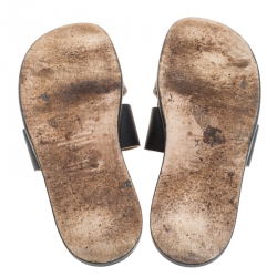 Hermes Two Tone Textured Leather Izmir Sandals Size 42.5