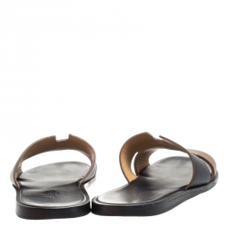 Hermes Two Tone Textured Leather Izmir Sandals Size 42.5