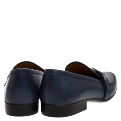 Hermes Marine Blue Leather Dan Loafers Size 43.5