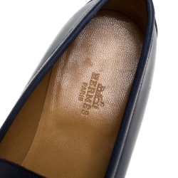Hermes Marine Blue Leather Dan Loafers Size 43.5