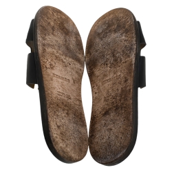Hermes Black Leather Izmir Flat Slides Size 43