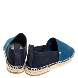 Hermes Teal/Dark Blue Colorblock Canvas Espadrilles Size 42