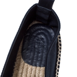 Hermes Teal/Dark Blue Colorblock Canvas Espadrilles Size 42