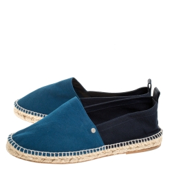 Hermes Teal/Dark Blue Colorblock Canvas Espadrilles Size 42