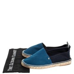 Hermes Teal/Dark Blue Colorblock Canvas Espadrilles Size 42