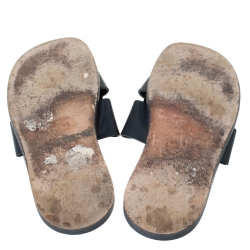 Hermes Black Leather Izmir Slide Sandals Size 44