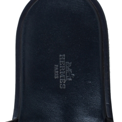 Hermes Black Leather Izmir Slide Sandals Size 44