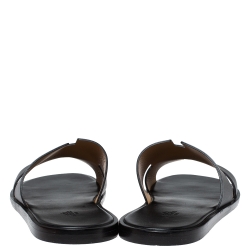 Hermes Black Leather Izmir Slide Sandals Size 45