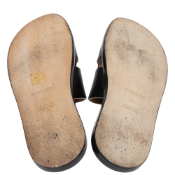 Hermes Black Leather Izmir Slide Sandals Size 45