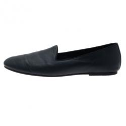 Pre Owned Hermes Blue Leather Gaspard Loafers Size 42