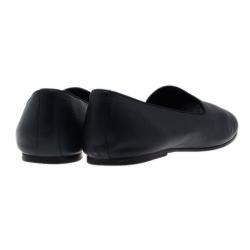 Pre Owned Hermes Blue Leather Gaspard Loafers Size 42