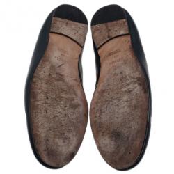 Pre Owned Hermes Blue Leather Gaspard Loafers Size 42