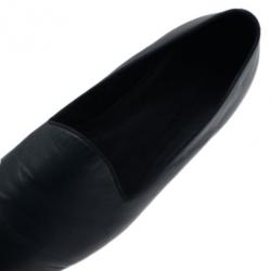 Pre Owned Hermes Blue Leather Gaspard Loafers Size 42