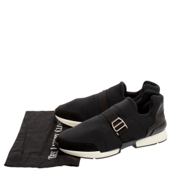  Hermés Black Neoprene and Leather Run Sneakers Size 42.5