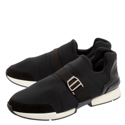  Hermés Black Neoprene and Leather Run Sneakers Size 42.5