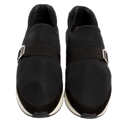  Hermés Black Neoprene and Leather Run Sneakers Size 42.5