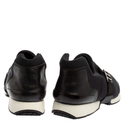  Hermés Black Neoprene and Leather Run Sneakers Size 42.5