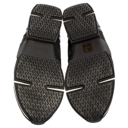 Hermés Black Neoprene and Leather Run Sneakers Size 42.5