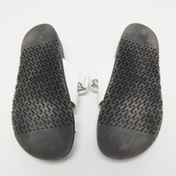 Hermes White Leather Chypre Slides Size 41
